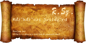 Rákóczi Szilárd névjegykártya